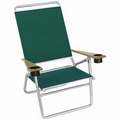 US Made Deluxe High Back Aluminum Recliner w/ Wood Arms and 2 Cup Holders